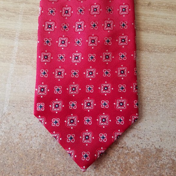 Studio Neck Tie Red with Navy and White details - Picture 1 of 9